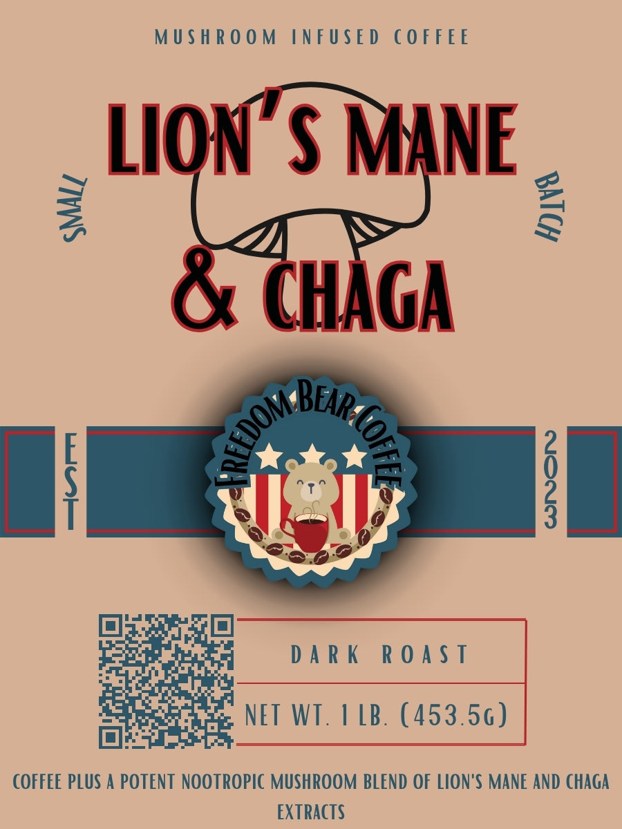 Mushroom Infused Coffee - Lion’s Mane & Chaga 1lb - From Freedom Bear Coffee LLC - Just $34.99! Shop now at Freedom Bear Coffee LLC