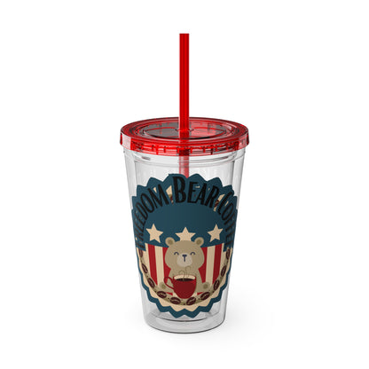 Freedom Bear Coffee "Make Me Happy" Tumbler with Straw & Quote, 16oz - From Printify - Just $19.99! Shop now at Freedom Bear Coffee