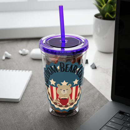 Freedom Bear Coffee "Make Me Happy" Tumbler with Straw & Quote, 16oz - From Printify - Just $19.99! Shop now at Freedom Bear Coffee