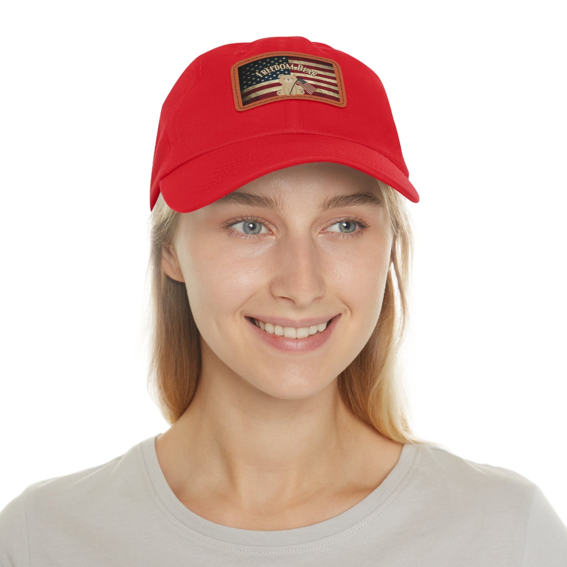 Dad Hat with Freedom Bear Flag. Leather Patch (Rectangle) - Just $19.99! Shop now at Bear Necessity Coffee Company