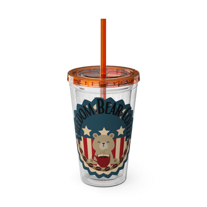 Freedom Bear Coffee "Make Me Happy" Tumbler with Straw & Quote, 16oz - From Printify - Just $19.99! Shop now at Freedom Bear Coffee