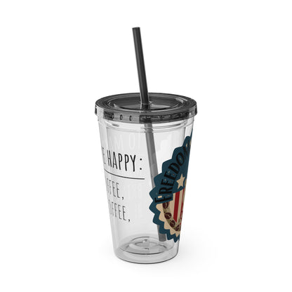 Freedom Bear Coffee "Make Me Happy" Tumbler with Straw & Quote, 16oz - From Printify - Just $19.99! Shop now at Freedom Bear Coffee