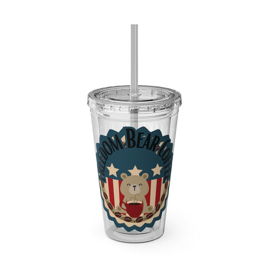 Freedom Bear Coffee "Make Me Happy" Tumbler with Straw & Quote, 16oz - From Printify - Just $19.99! Shop now at Freedom Bear Coffee