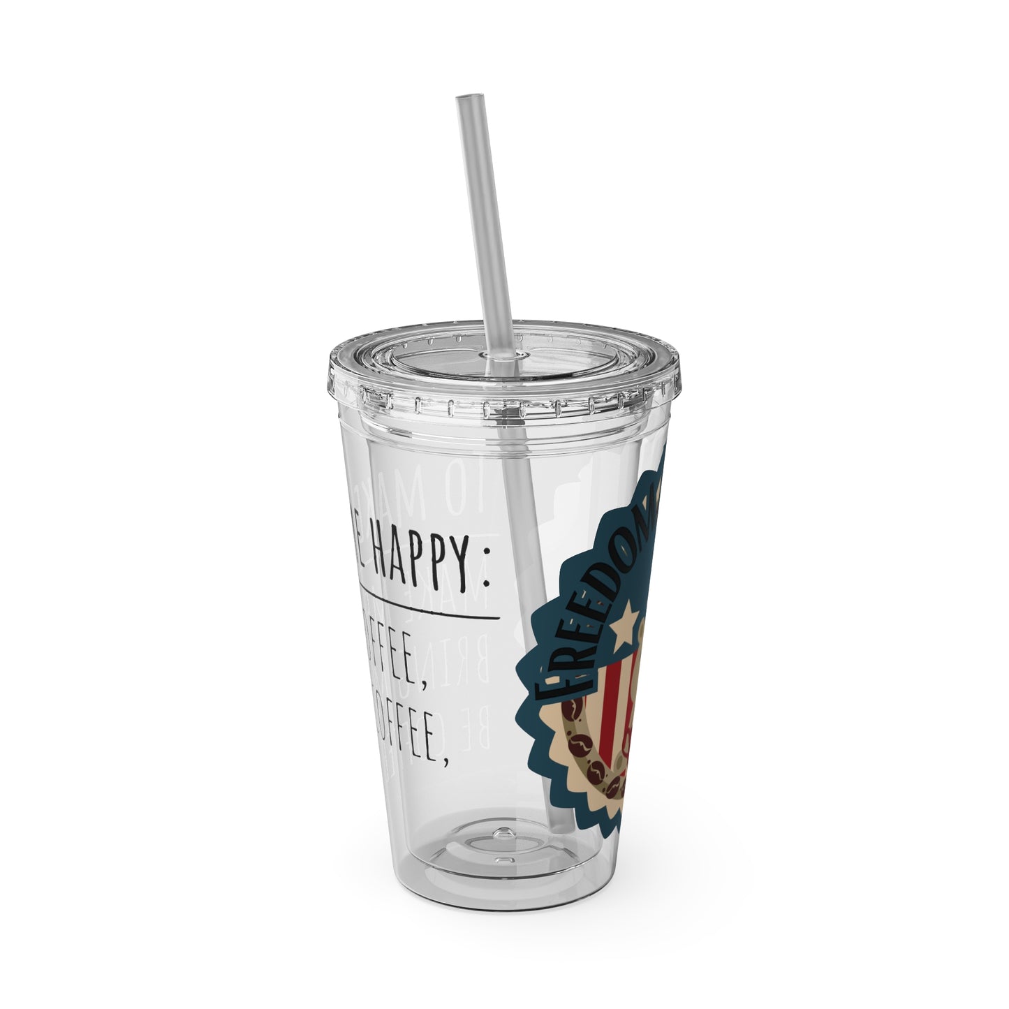 Freedom Bear Coffee "Make Me Happy" Tumbler with Straw & Quote, 16oz - From Printify - Just $19.99! Shop now at Freedom Bear Coffee