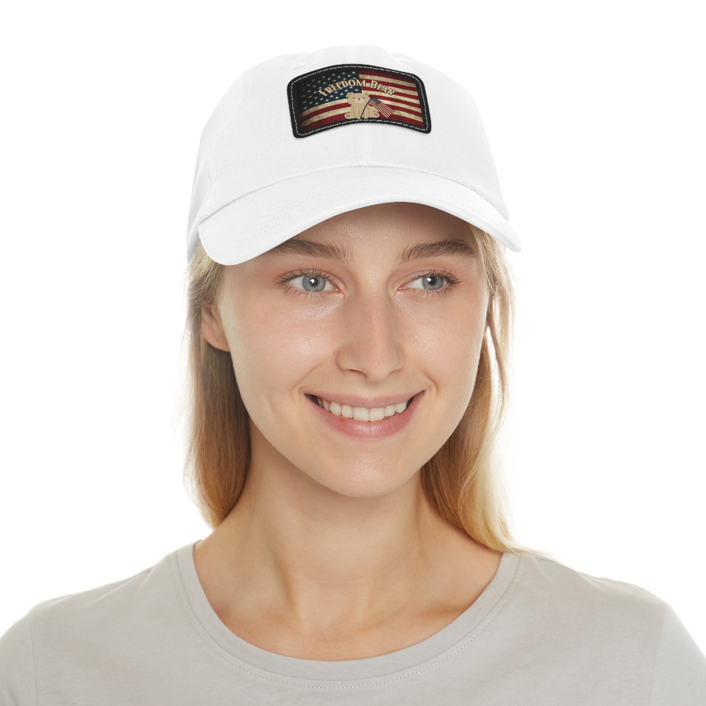 Dad Hat with Freedom Bear Flag. Leather Patch (Rectangle) - From Freedom Bear Coffee - Just $19.99! Shop now at Freedom Bear Coffee