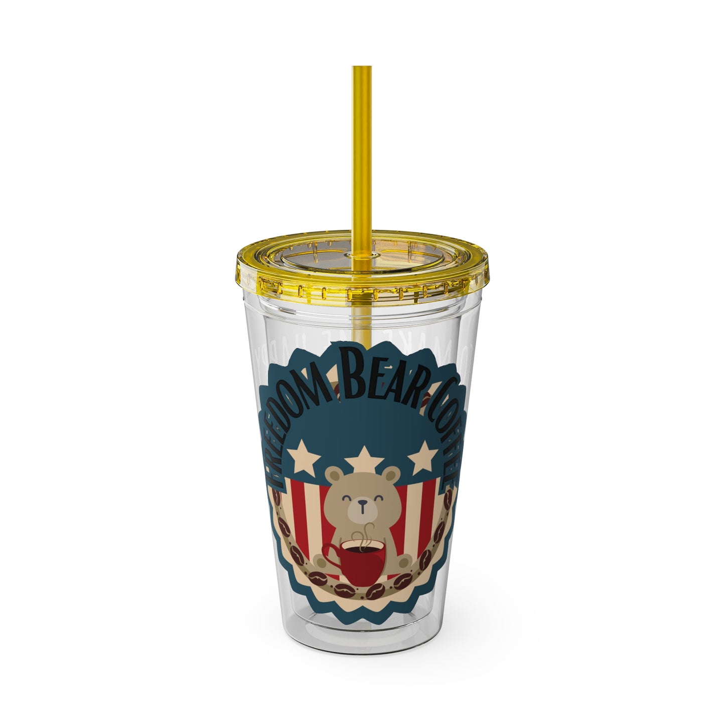 Freedom Bear Coffee "Make Me Happy" Tumbler with Straw & Quote, 16oz - From Printify - Just $19.99! Shop now at Freedom Bear Coffee