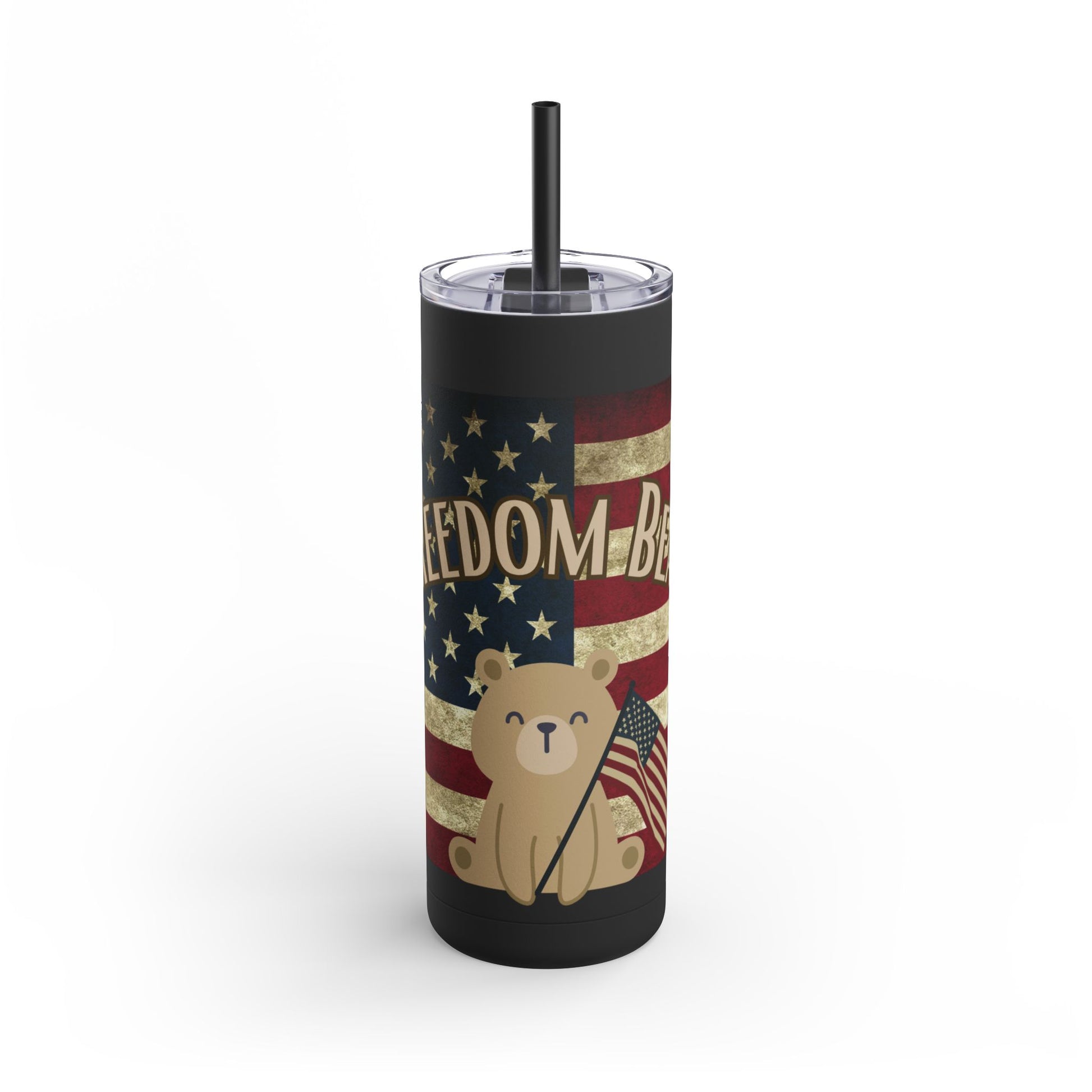 Freedom Bear Flying Flag Skinny Matte Tumbler, 20oz - From Printify - Just $29.99! Shop now at Freedom Bear Coffee LLC