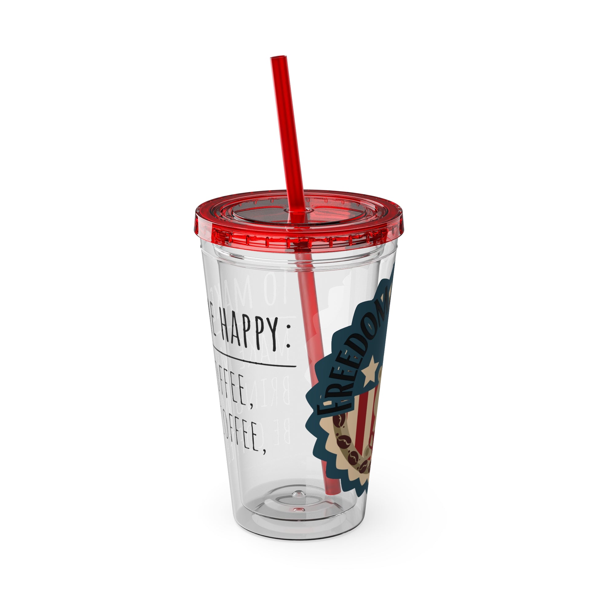 Freedom Bear Coffee "Make Me Happy" Tumbler with Straw & Quote, 16oz - From Printify - Just $19.99! Shop now at Freedom Bear Coffee