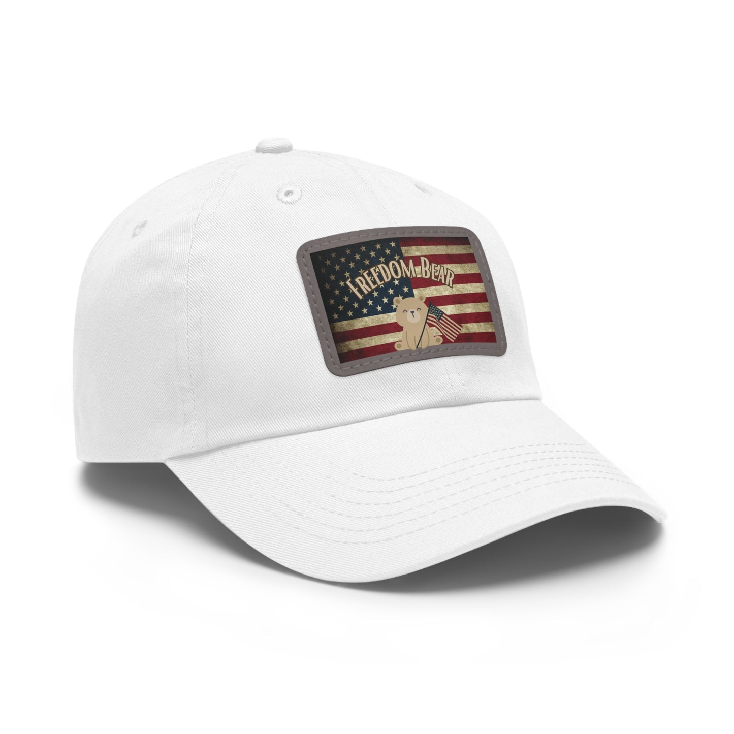 Dad Hat with Freedom Bear Flag. Leather Patch (Rectangle) - Just $19.99! Shop now at Bear Necessity Coffee Company
