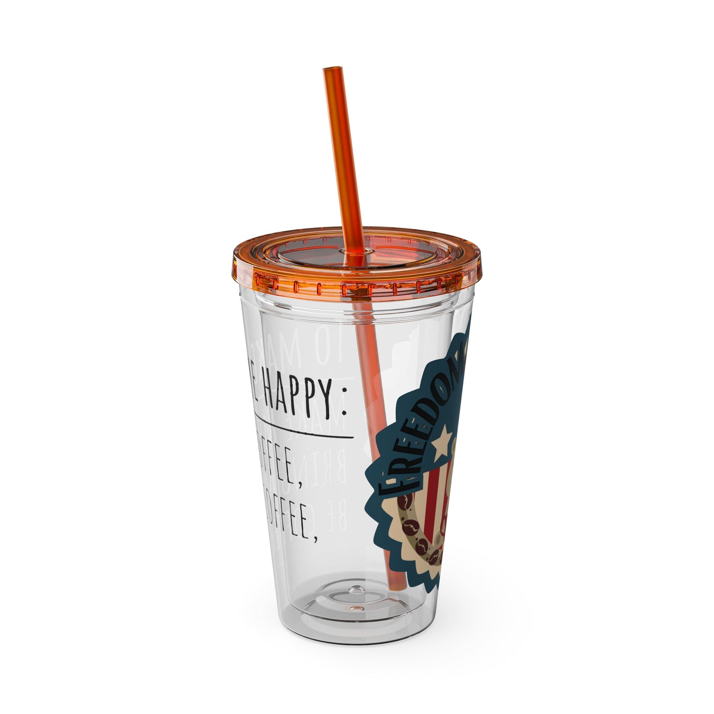 Freedom Bear Coffee "Make Me Happy" Tumbler with Straw & Quote, 16oz - From Printify - Just $19.99! Shop now at Freedom Bear Coffee