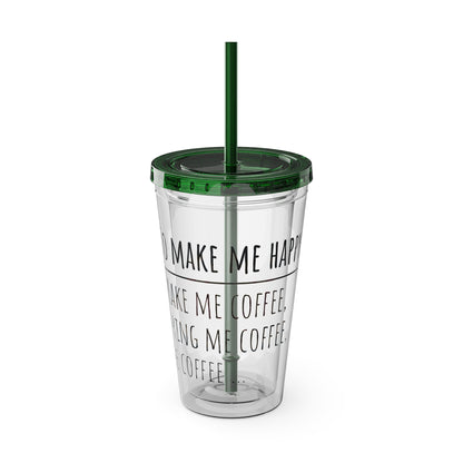 Freedom Bear Coffee "Make Me Happy" Tumbler with Straw & Quote, 16oz - From Printify - Just $19.99! Shop now at Freedom Bear Coffee