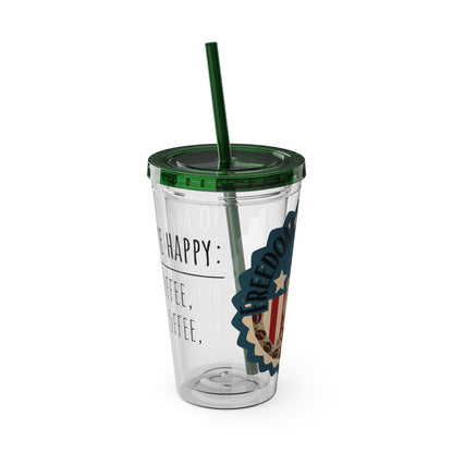 Freedom Bear Coffee "Make Me Happy" Tumbler with Straw & Quote, 16oz - From Printify - Just $19.99! Shop now at Freedom Bear Coffee