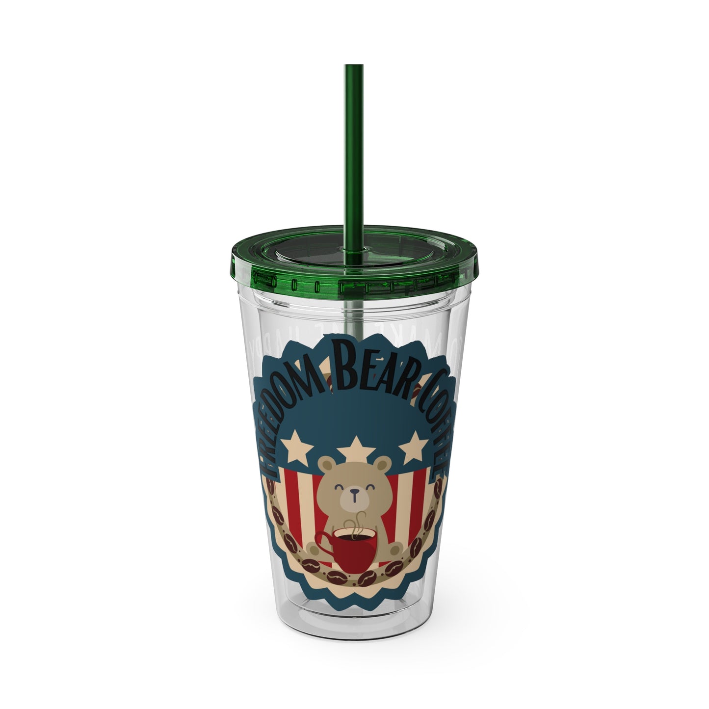 Freedom Bear Coffee "Make Me Happy" Tumbler with Straw & Quote, 16oz - From Printify - Just $19.99! Shop now at Freedom Bear Coffee