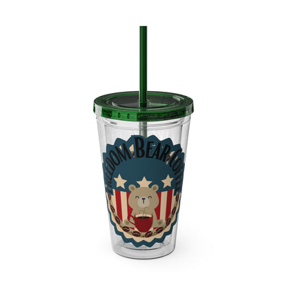 Freedom Bear Coffee "Make Me Happy" Tumbler with Straw & Quote, 16oz - From Printify - Just $19.99! Shop now at Freedom Bear Coffee