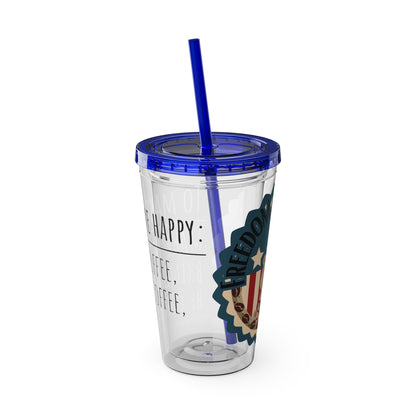 Freedom Bear Coffee "Make Me Happy" Tumbler with Straw & Quote, 16oz - From Printify - Just $19.99! Shop now at Freedom Bear Coffee