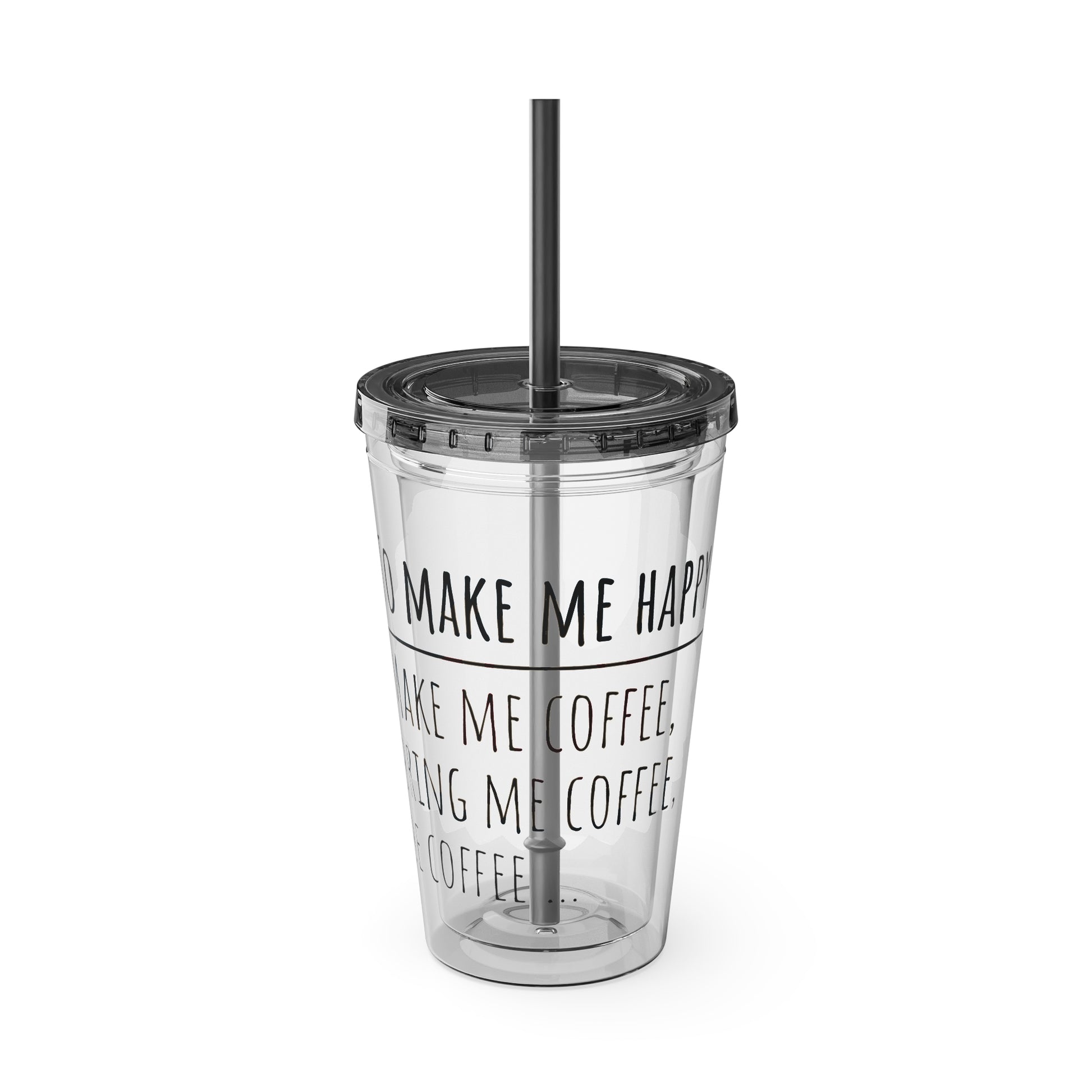 Freedom Bear Coffee "Make Me Happy" Tumbler with Straw & Quote, 16oz - From Printify - Just $19.99! Shop now at Freedom Bear Coffee