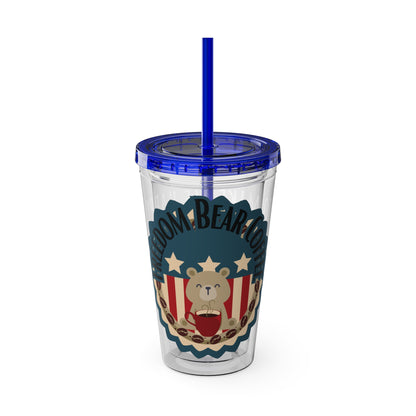 Freedom Bear Coffee "Make Me Happy" Tumbler with Straw & Quote, 16oz - From Printify - Just $19.99! Shop now at Freedom Bear Coffee