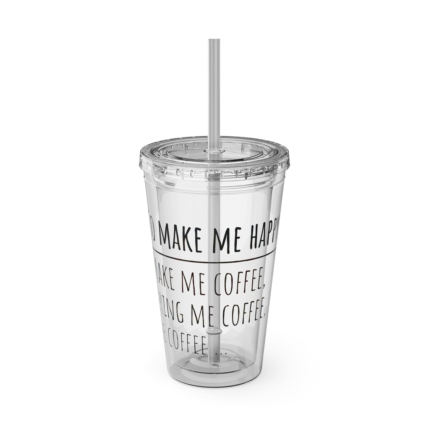 Freedom Bear Coffee "Make Me Happy" Tumbler with Straw & Quote, 16oz - From Printify - Just $19.99! Shop now at Freedom Bear Coffee