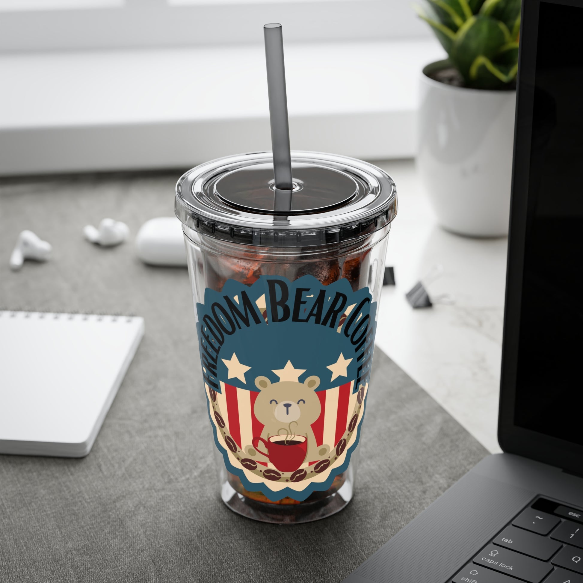 Freedom Bear Coffee "Make Me Happy" Tumbler with Straw & Quote, 16oz - From Printify - Just $19.99! Shop now at Freedom Bear Coffee