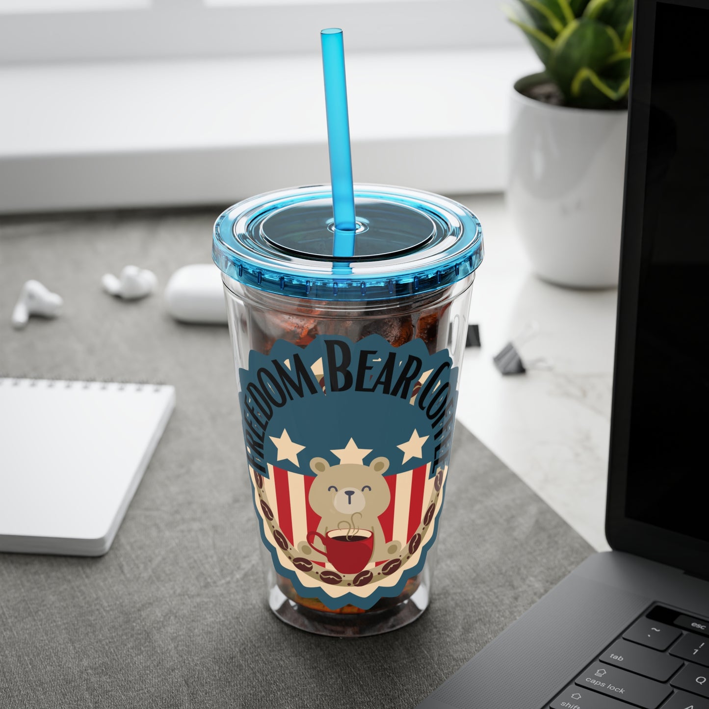 Freedom Bear Coffee "Make Me Happy" Tumbler with Straw & Quote, 16oz - From Printify - Just $19.99! Shop now at Freedom Bear Coffee