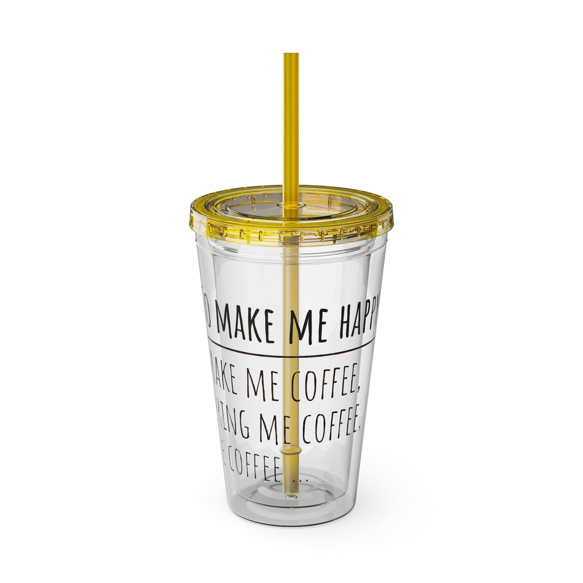 Freedom Bear Coffee "Make Me Happy" Tumbler with Straw & Quote, 16oz - From Printify - Just $19.99! Shop now at Freedom Bear Coffee