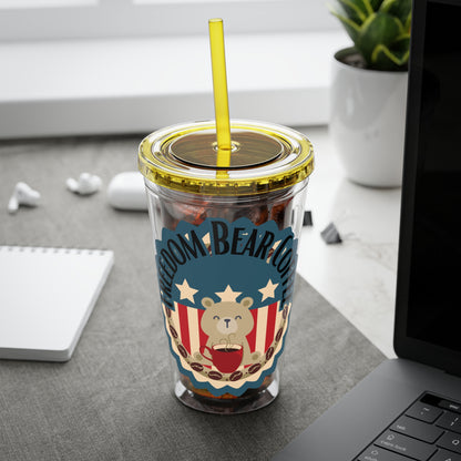 Freedom Bear Coffee "Make Me Happy" Tumbler with Straw & Quote, 16oz - From Printify - Just $19.99! Shop now at Freedom Bear Coffee