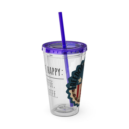 Freedom Bear Coffee "Make Me Happy" Tumbler with Straw & Quote, 16oz - From Printify - Just $19.99! Shop now at Freedom Bear Coffee