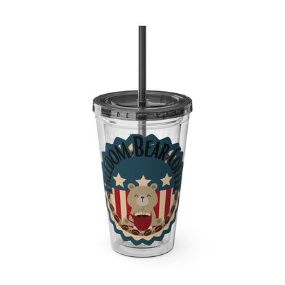 Freedom Bear Coffee "Make Me Happy" Tumbler with Straw & Quote, 16oz - From Printify - Just $19.99! Shop now at Freedom Bear Coffee