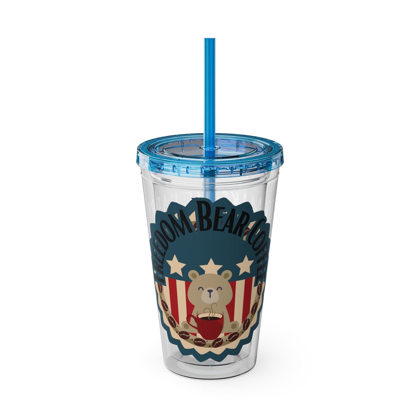 Freedom Bear Coffee "Make Me Happy" Tumbler with Straw & Quote, 16oz - From Printify - Just $19.99! Shop now at Freedom Bear Coffee